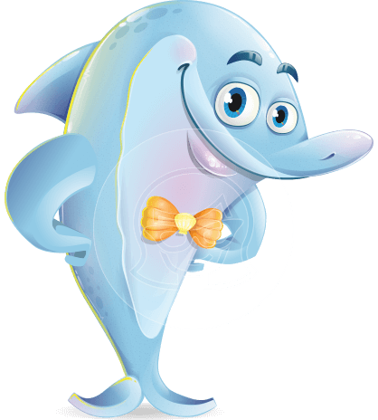 Funny Dolphin Cartoon Character Illustrations